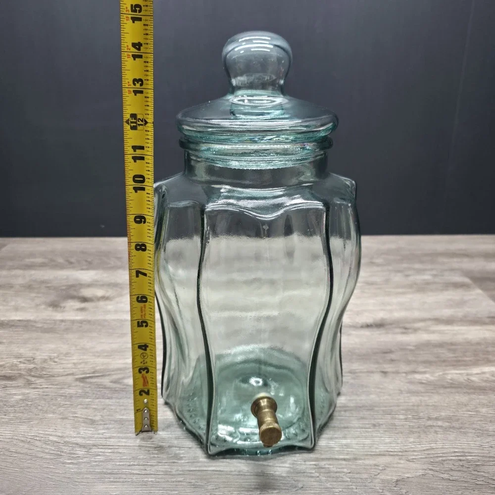 Antique Glass Pitcher Dispenser W/Brass Spout - 15